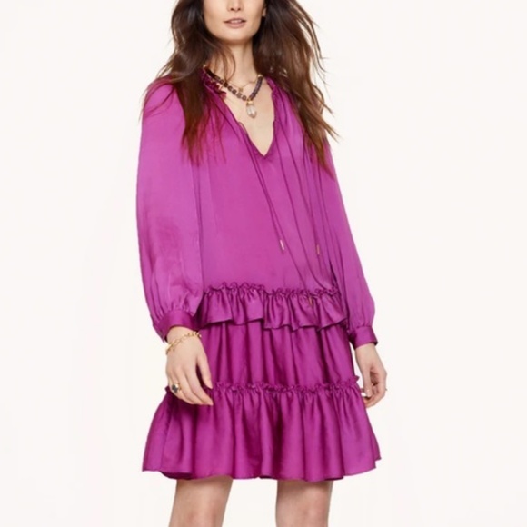 Rebecca Minkoff Tessa Tiered Dress in Beet sz Small NWT $248R - Picture 2 of 6